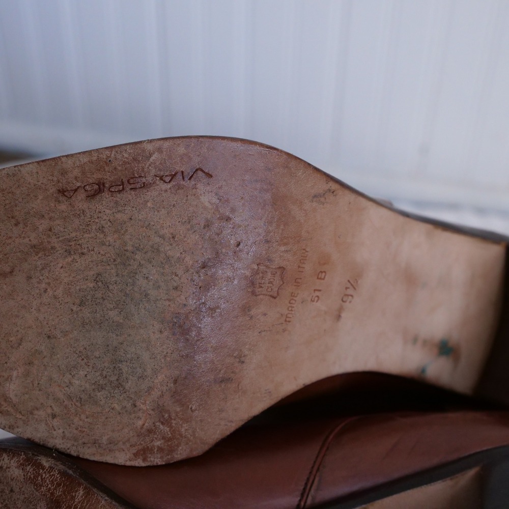 Great vintage 90s Via‎ Spiga brown leather booties - Picture 5 of 8